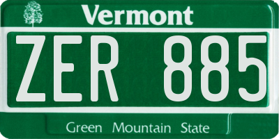 VT license plate ZER885