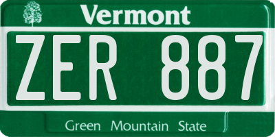 VT license plate ZER887