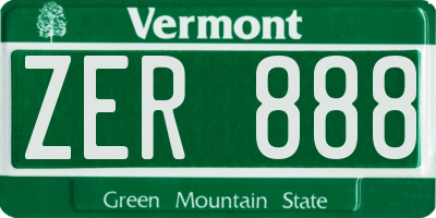 VT license plate ZER888