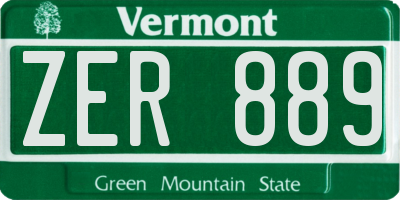 VT license plate ZER889