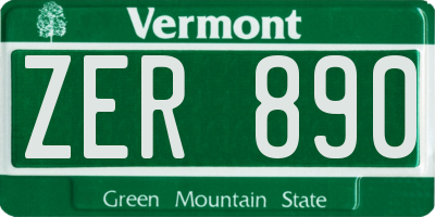 VT license plate ZER890
