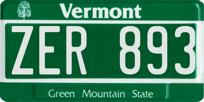 VT license plate ZER893