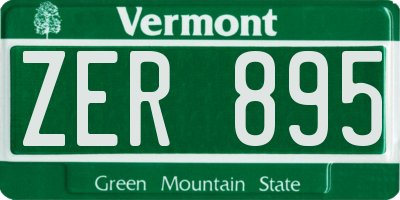 VT license plate ZER895