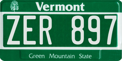 VT license plate ZER897
