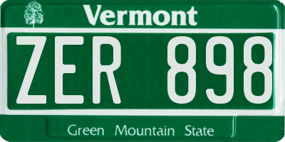 VT license plate ZER898