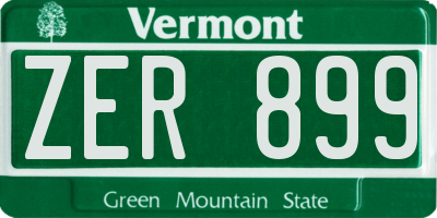 VT license plate ZER899