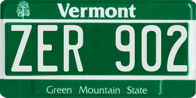 VT license plate ZER902