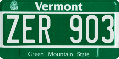 VT license plate ZER903
