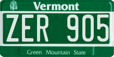 VT license plate ZER905