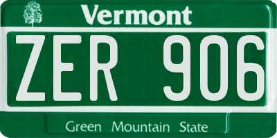 VT license plate ZER906