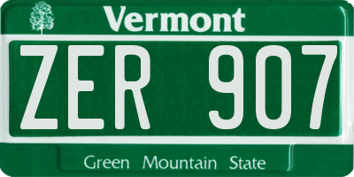 VT license plate ZER907