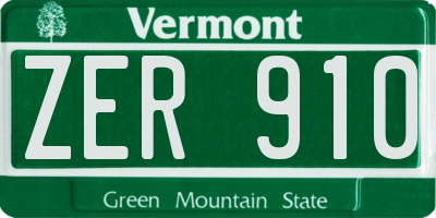 VT license plate ZER910