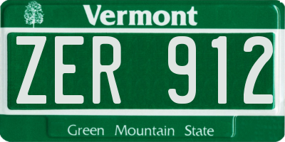 VT license plate ZER912