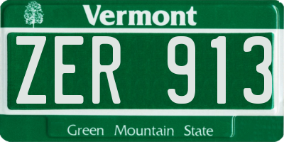 VT license plate ZER913