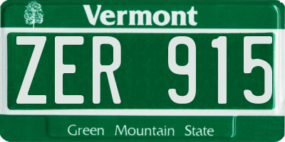 VT license plate ZER915