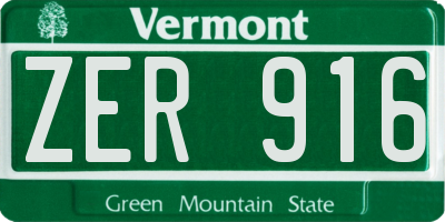 VT license plate ZER916