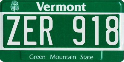 VT license plate ZER918