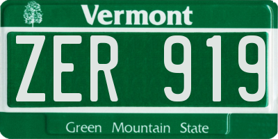 VT license plate ZER919
