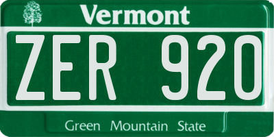 VT license plate ZER920