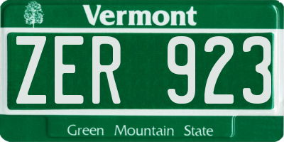 VT license plate ZER923