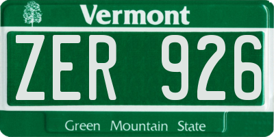 VT license plate ZER926