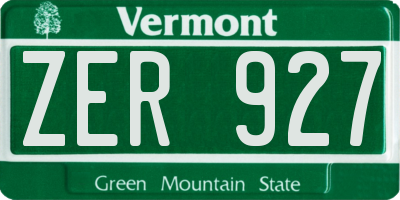 VT license plate ZER927