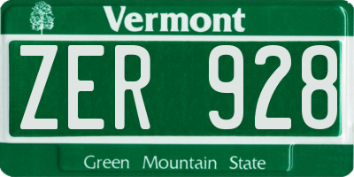 VT license plate ZER928