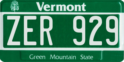 VT license plate ZER929