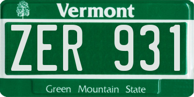 VT license plate ZER931
