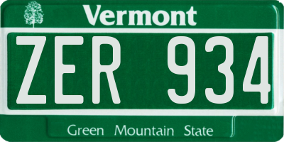 VT license plate ZER934