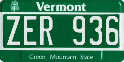 VT license plate ZER936