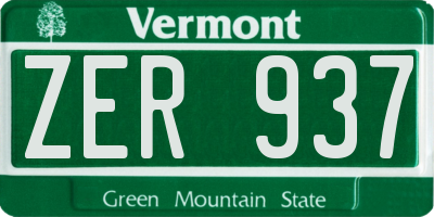 VT license plate ZER937