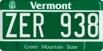 VT license plate ZER938