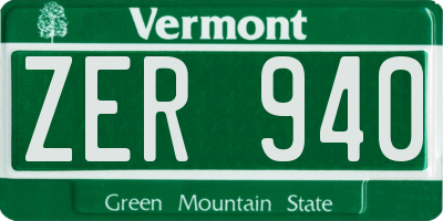 VT license plate ZER940