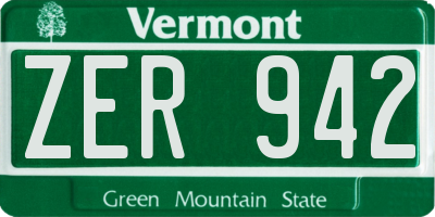 VT license plate ZER942