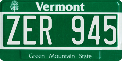 VT license plate ZER945