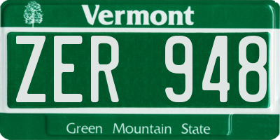 VT license plate ZER948