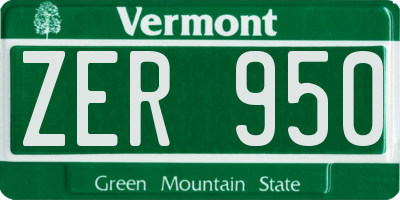 VT license plate ZER950