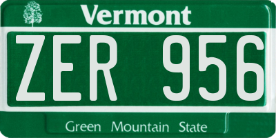 VT license plate ZER956