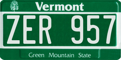 VT license plate ZER957