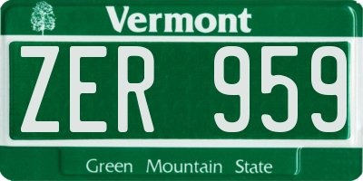 VT license plate ZER959