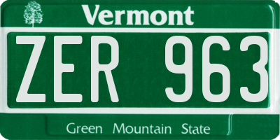 VT license plate ZER963