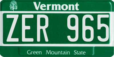 VT license plate ZER965