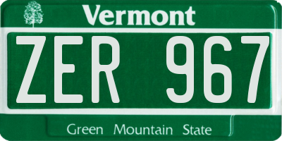 VT license plate ZER967