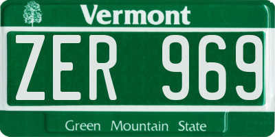 VT license plate ZER969