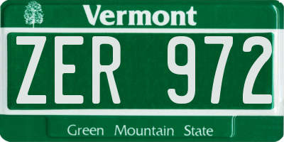 VT license plate ZER972