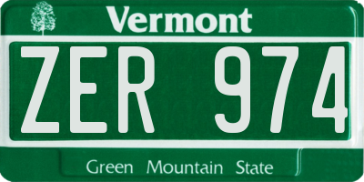 VT license plate ZER974