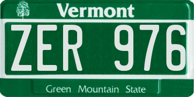 VT license plate ZER976