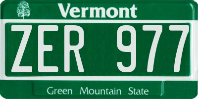 VT license plate ZER977