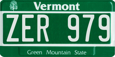 VT license plate ZER979